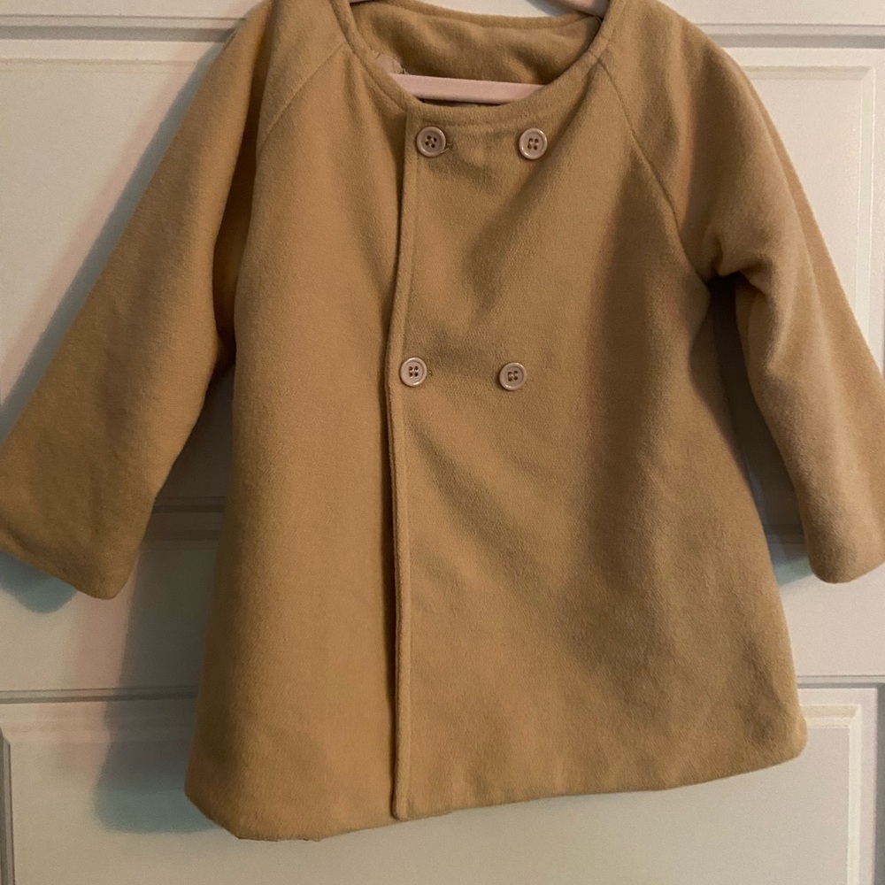 Kids Tan Double-Breasted Coat